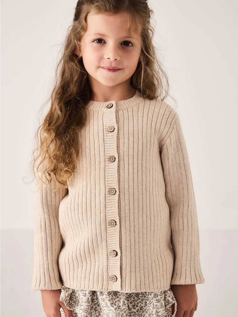 Jamie Kay Rib-Knit Button Cardigan - Beige/Cream